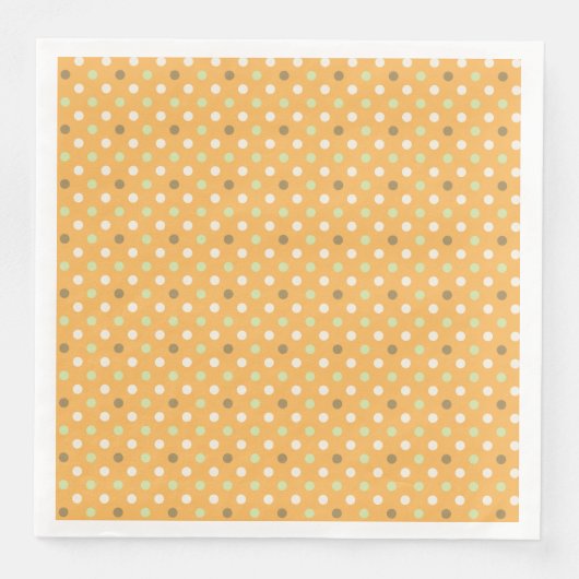 Serviette En Papier Orange avec Motif de points verts (Devant)