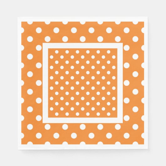 Serviette En Papier Orange Avec Pois Blanc (Devant)