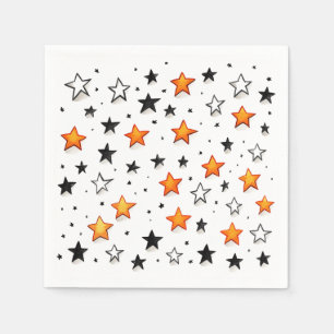 Serviette En Papier Orange B&W Stars : Anniversaire