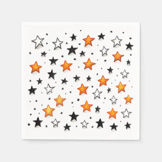 Serviette En Papier Orange B&W Stars : Anniversaire