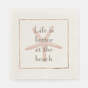Serviette En Papier Orange Beach Starfish