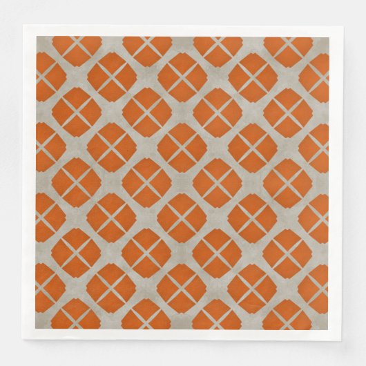 Serviette En Papier Orange, Beige, Taupe Motif Moderne Du Milieu Du Si (Devant)