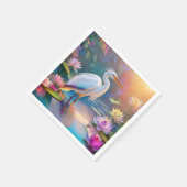 Serviette En Papier Orange Billed White Heron Imaginaire Bird (Coin)