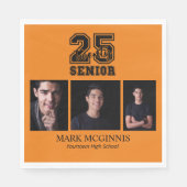 Serviette En Papier Orange Black Class 2025 Graduation Photo (Devant)
