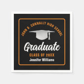 Serviette En Papier Orange Black Graduate Custom Graduate Party (Devant)