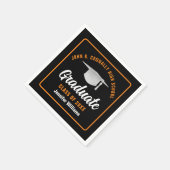 Serviette En Papier Orange Black Graduate Custom Graduate Party (Coin)