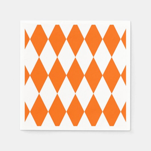 Serviette En Papier Orange blanc Arlequin Diamants Checkers Design (Devant)