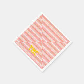 Serviette En Papier orange blanc bande monogramme initiales preppy (Coin)