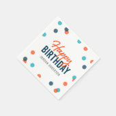 Serviette En Papier Orange bleu foncé Confetti Joyeux anniversaire (Coin)