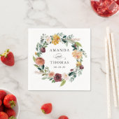 Serviette En Papier Orange Bourgogne Automne Automne Floral Wreath Mar (En situation)