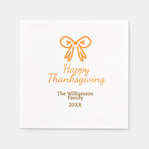 Serviette En Papier Orange bow retro bon thanksgiving ajouter famille