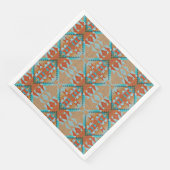 Serviette En Papier Orange Brown Turquoise Bleu Eclectique Ethnique (Coin)