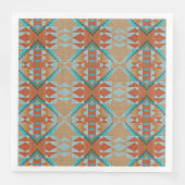 Serviette En Papier Orange Brown Turquoise Bleu Eclectique Ethnique (Devant)