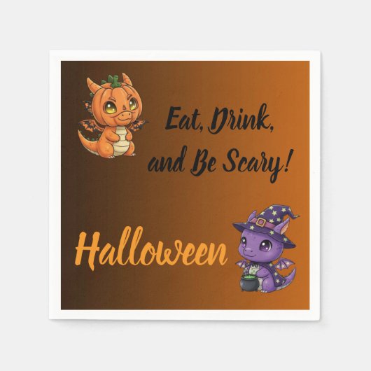 Serviette En Papier Orange BrownBlack Gradient Halloween Dragon Napkin (Devant)