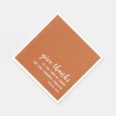 Serviette En Papier Orange Brûlé Donner Merci Script Thanksgiving (Coin)