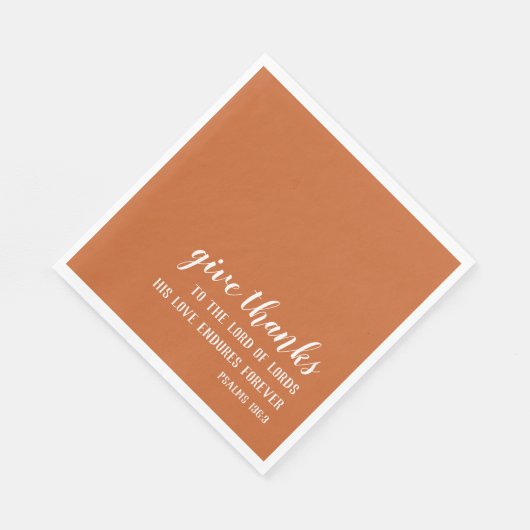 Serviette En Papier Orange Brûlé Donner Merci Script Thanksgiving (Coin)