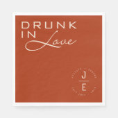 Serviette En Papier Orange Brûlé Élégant Monogramme Chic Script Minima (Devant)