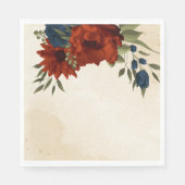 Serviette En Papier orange brûlé et bleu marine floral (Devant)