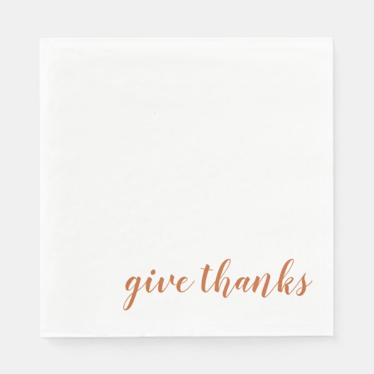 Serviette En Papier Orange Brûlé Simple Donner Merci Thanksgiving (Devant)