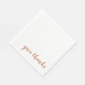 Serviette En Papier Orange Brûlé Simple Donner Merci Thanksgiving (Coin)