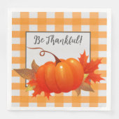 Serviette En Papier Orange Buffalo, Citrouille De Thanksgiving, Plaid (Devant)