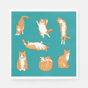 Serviette En Papier Orange Cats Funny