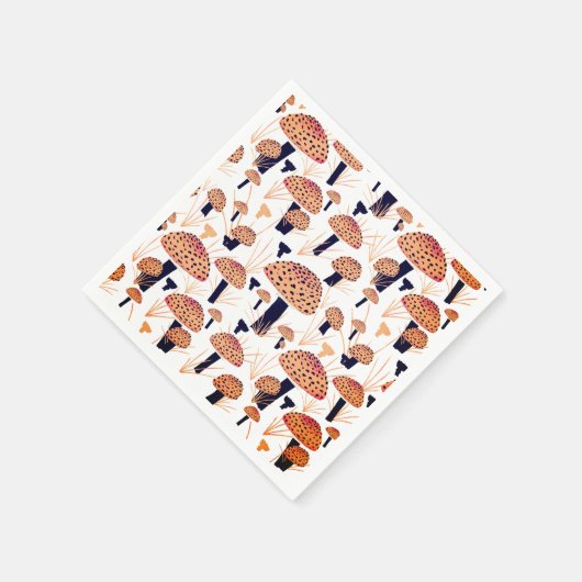 Serviette En Papier Orange Champignons automne fête d'anniversaire (Coin)
