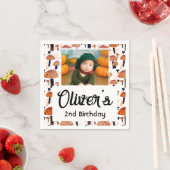 Serviette En Papier Orange Champignons Automne Photo Anniversaire (En situation)