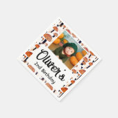 Serviette En Papier Orange Champignons Automne Photo Anniversaire (Coin)