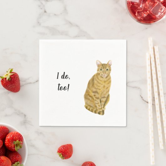 Serviette En Papier Orange Chat Personnalisé Cocktail Napkin (En situation)