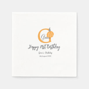 Serviette En Papier Orange citrouille automne anniversaire 21e chute d