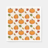 Serviette En Papier Orange Citrouille Et Automne Feuilles Motif (Devant)