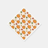 Serviette En Papier Orange Citrouille Et Automne Feuilles Motif (Coin)
