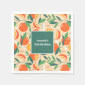 Serviette En Papier Orange Citrus Fruit Retro Motif Anniversaire (Devant)