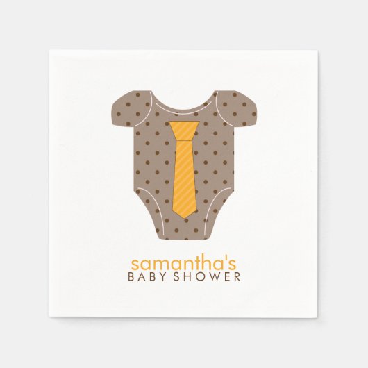 Serviette En Papier Orange Cravate Baby shower de dressing bébé (Devant)