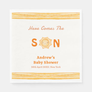 Serviette En Papier Orange Cute Voici Le Baby shower Fils