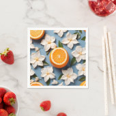 Serviette En Papier Orange d'agrumes Abstraits et fleurs (En situation)