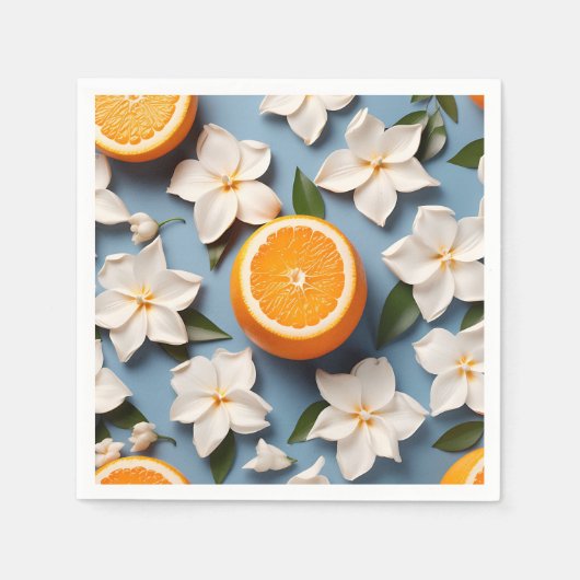 Serviette En Papier Orange d'agrumes Abstraits et fleurs (Devant)
