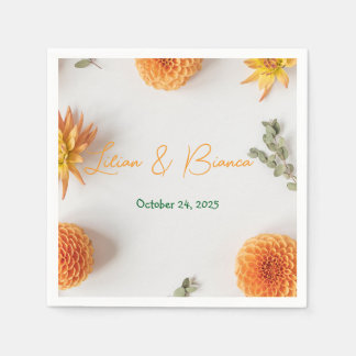 Serviette En Papier Orange Dahlia Summer Wedding Napkins