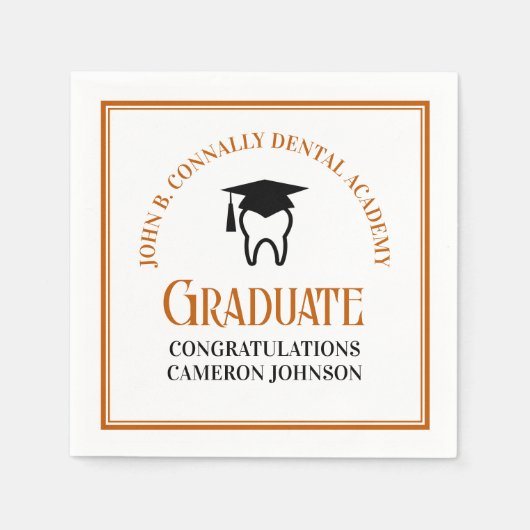 Serviette En Papier Orange Dental School Custom Graduation Party (Devant)