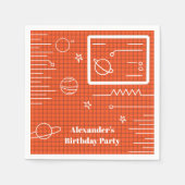 Serviette En Papier Orange écran Espace vaisseau Thème Anniversaire (Devant)