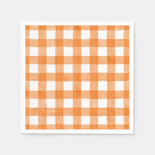 Serviette En Papier Orange En vichy Automne (Devant)