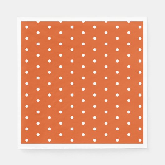 Serviette En Papier Orange et pois blanc (Devant)