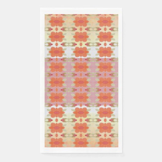Serviette En Papier Orange Fleur Accentué Motif (Devant)