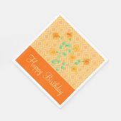 Serviette En Papier Orange fleuri Joyeux papier d'anniversaire Napkins (Coin)