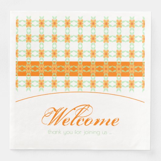 Serviette En Papier Orange Floral Grand (Devant)