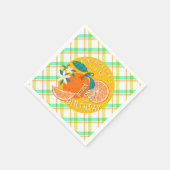 Serviette En Papier Orange Fruit Plaid Anniversaire (Coin)