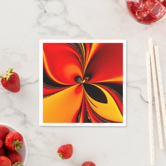 Serviette En Papier Orange Fury Fractal  (En situation)