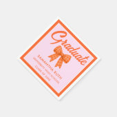 Serviette En Papier Orange Gingham Bow Graduation Party (Coin)