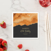 Serviette En Papier Orange Gold Glitter Watercolor Marble (En situation)